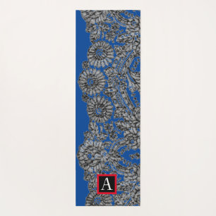 PERSONALIZADO INICIAL DE LACE NEGRO DE MAT DE YOGA