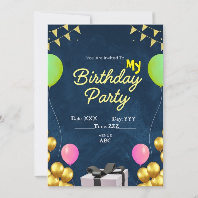 Personalizado Invitación a cumpleaños Tarjeta digi (Anverso)