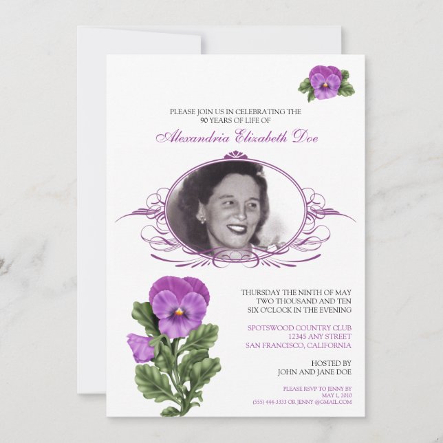 : personalizado: Invitación floral de la fiesta de (Anverso)