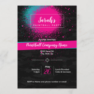 Personalizado Invitación para Fiesta de Paintball