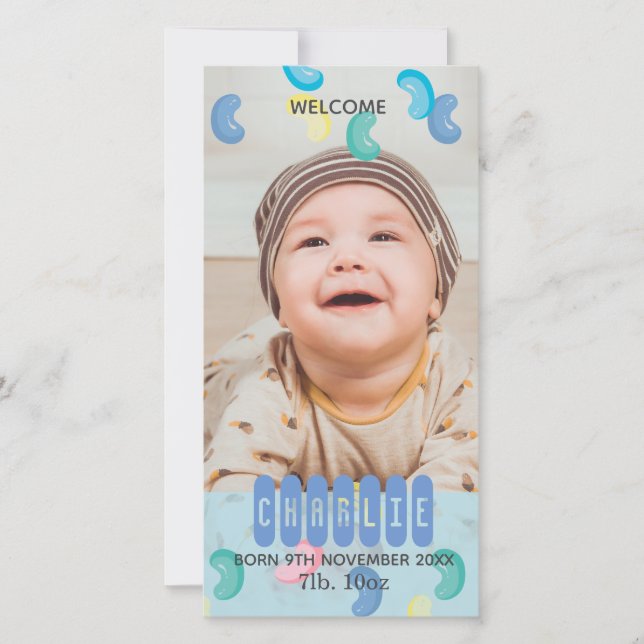 Personalizado Jelly Beans Baby Photo Invitación (Anverso)