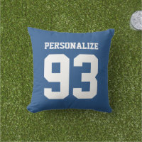 Personalizado jersey azul número almohada de lanza