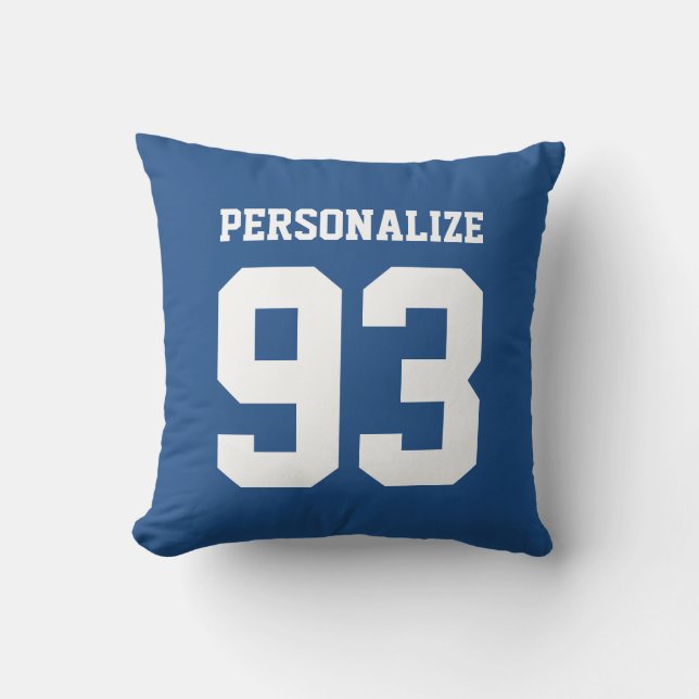 Personalizado jersey azul número almohada de lanza (Anverso)