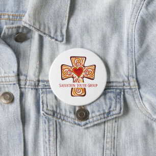 Personalizado Jesús Botón Cruzado Pin con Corazón