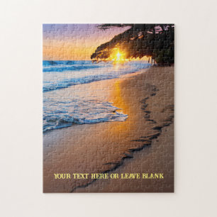 Personalizado Jigsaw Puzzle Watercolor Beach Sunse