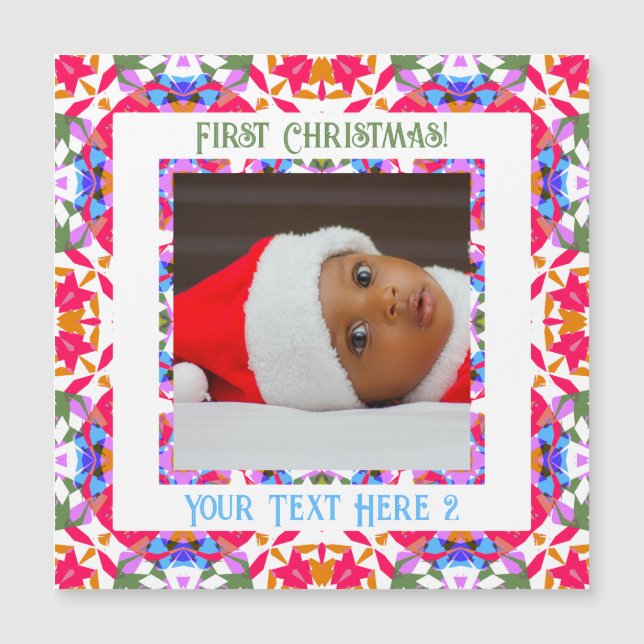 Personalizado Jolly First Christmas Photo Magnetic (Anverso)