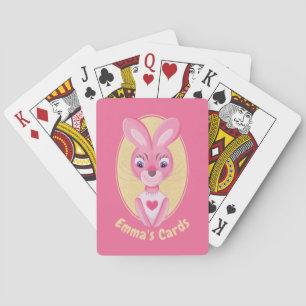Personalizado jugando cartas para chicas con conej
