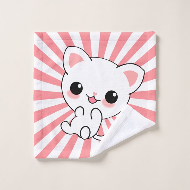 Personalizado Kawaii White Kitten (Toallita)