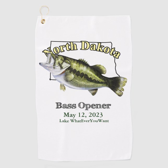 Personalizado Lake/Date North Dakota Bass Toalla d (Anverso)