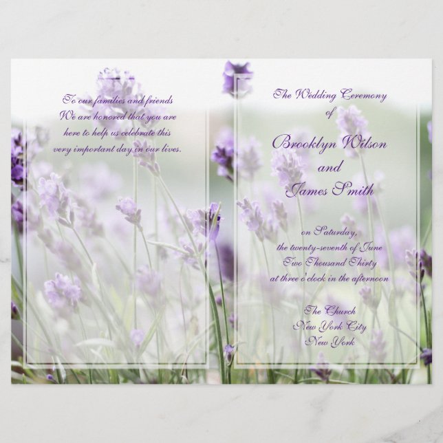 Personalizado Lavender Bohemia Programas de Boda V (Anverso)