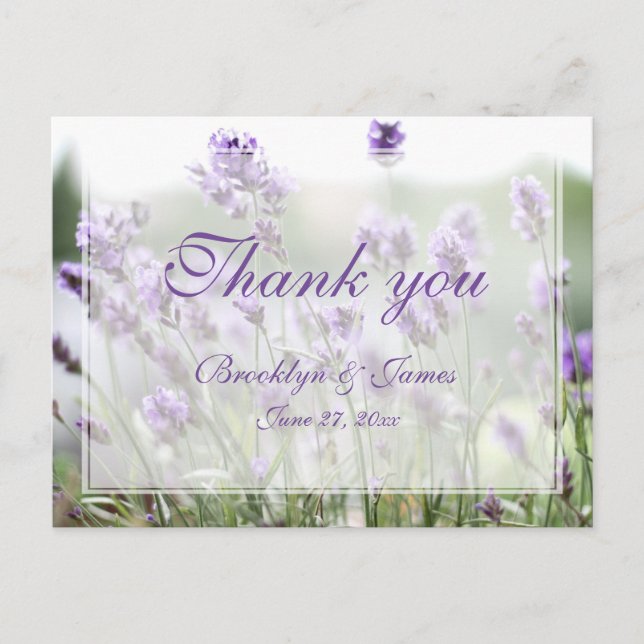 Personalizado Lavender Bohemian Gracias Postales (Anverso)