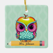 Personalizado Lechuza de Apple Nombre Ornamento de