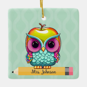 Personalizado Lechuza de Apple Nombre Ornamento de