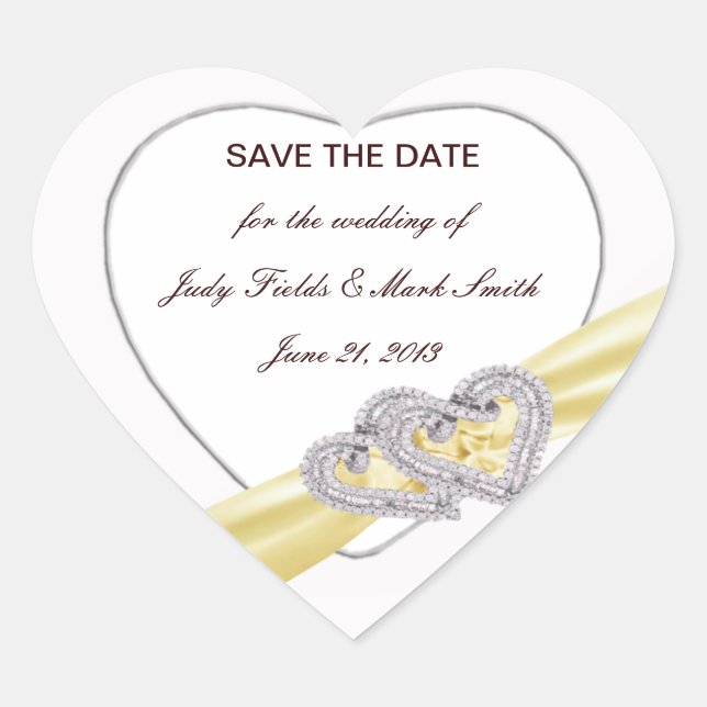 Personalizado Lemon Hearts Save The Date Pegatinas (Anverso)
