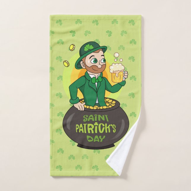 Personalizado leprechaun en una olla de oro sosten (Toalla de mano)