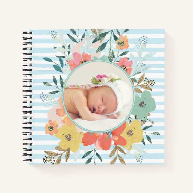 Personalizado libro de bebés con acuarela floral (Anverso)