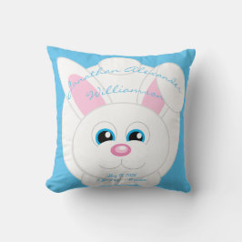 Personalizado lindo Bunny Blue Baby Stats Cojín de