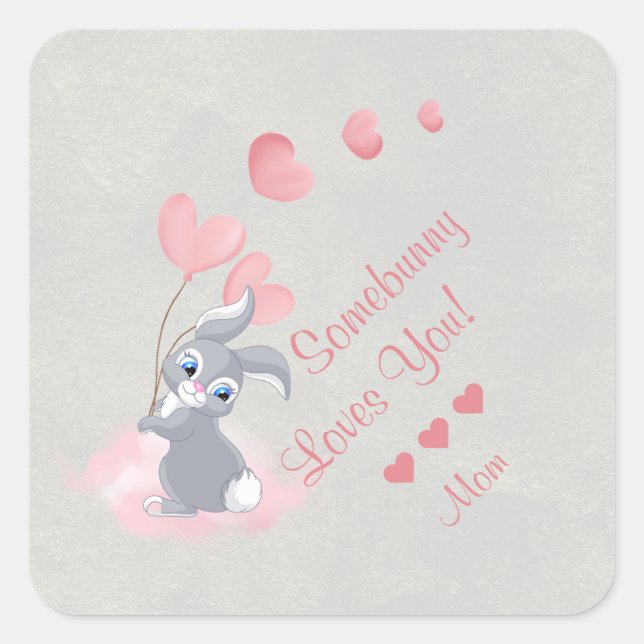 Personalizado lindo Bunny Valentine Pegatina (Anverso)