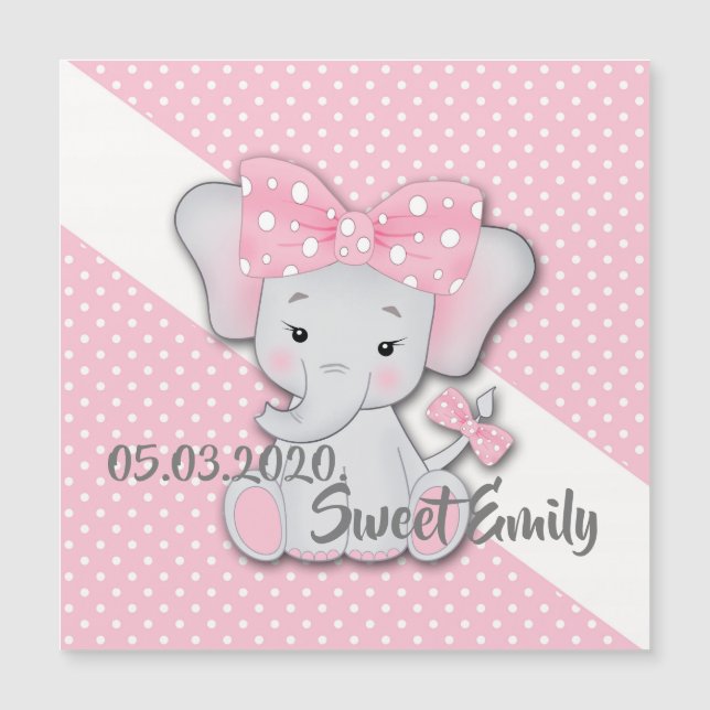 Personalizado lindo elefante bebé en una polka bla (Anverso)