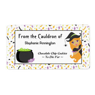 Personalizado lindo Halloween brujas etiquetas de