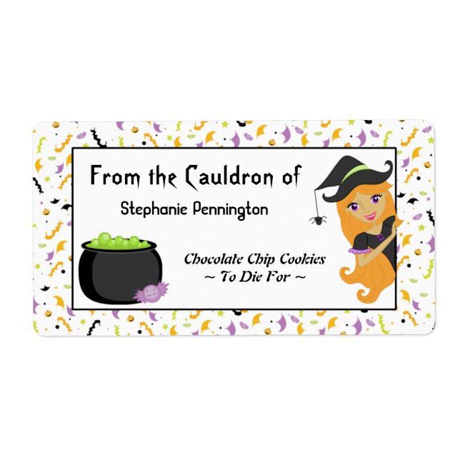 Personalizado lindo Halloween brujas etiquetas de  (Frente)