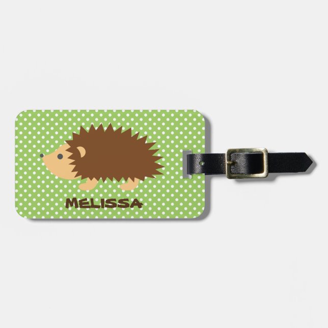 Personalizado lindo hedgehog etiqueta de equipaje  (Frente Horizontal)