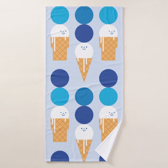 Personalizado lindo helado diseño de patrones sin  (Toalla de baño)