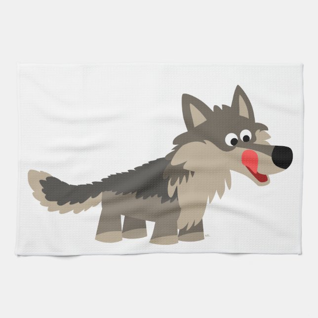 Personalizado lindo Hungry Wolf Kitchel Toalla (Horizontal)