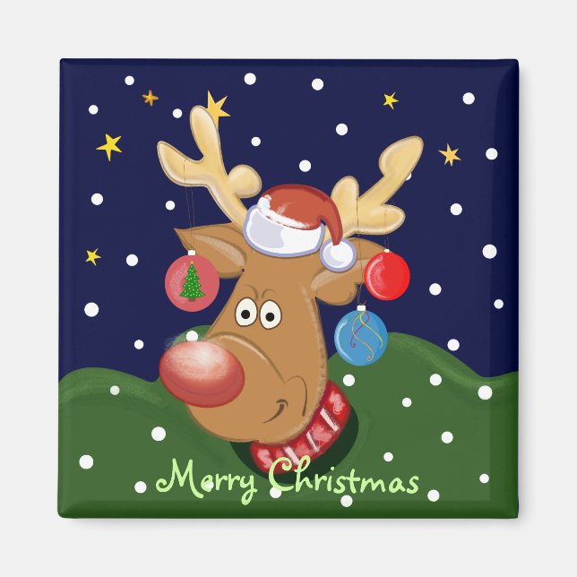 Personalizado lindo imán Ckristmas con Rudolph (Frente)