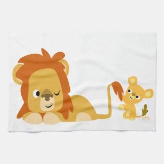Personalizado lindo León papá y toalla de cocina