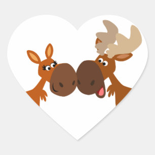 Personalizado lindo Moose Pareja en el Pegatina de