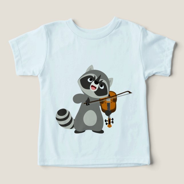Personalizado lindo Raccoon Jugando Violin Baby T- (Diseño delantero )