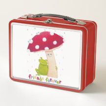 Personalizado lindo sentada de rana y hongo bajo l