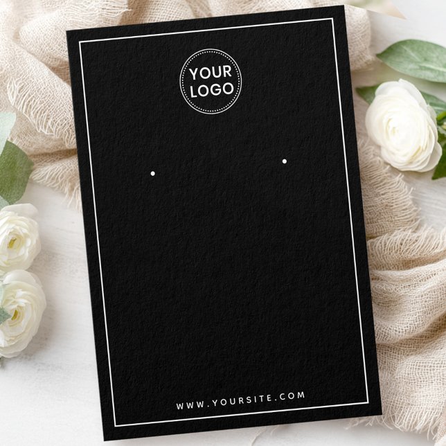 Personalizado logo borde delgado tarjeta de presen (Custom logo thin border black earring display card)