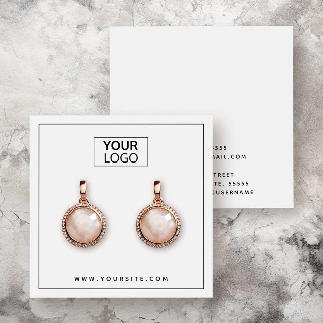 Personalizado logotipo tarjeta de presentación de  (Custom logo thin black border earring display card)