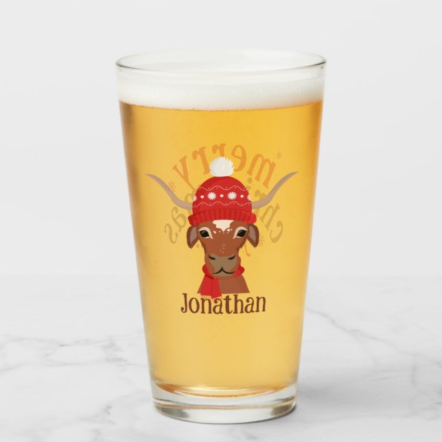Personalizado Longhorn en la gorra roja de esquí y (Anverso (lleno))