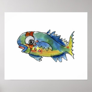 Personalizado Loro Fish Niños Poster de arte en la