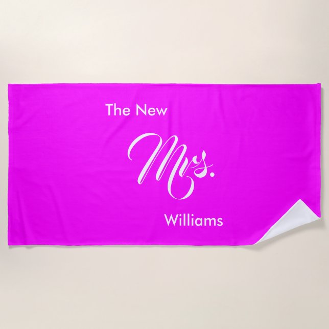 Personalizado Luna De Miel Magenta La Nueva Toalla (Anverso)