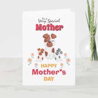 Personalizado madre niño niño perro flores tarjeta