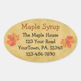 Personalizado Maple Syrup Maple deja Pegatina Oval