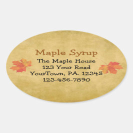 Personalizado Maple Syrup Maple deja Pegatina Oval