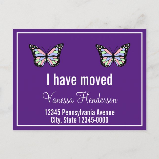 Personalizado Mariposas Invitación Purple Moving (Anverso)