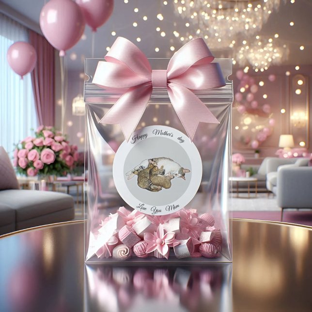 Personalizado  Materna y gatitos Pegatina redonda (Subido por el creador)