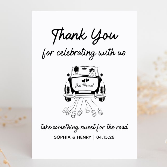 Personalizado Moderno Mínimo Gracias Rótulo Favor  (Add a playful touch to your favor table with this fun "Take something sweet for the road" sign!)