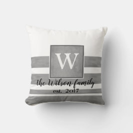 personalizado monograma almohada sepia y rayas bla