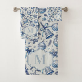 Personalizado Monograma Blue Toile Ornamentos de N