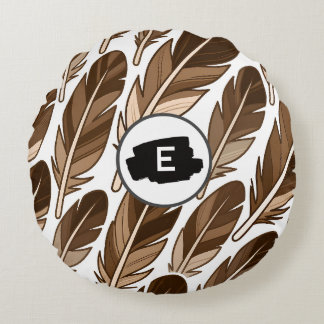 Personalizado Monograma Boho Almohada redonda - Pl