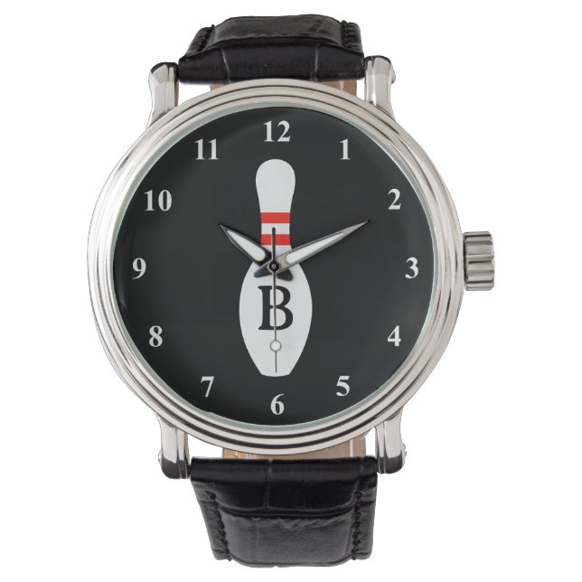 Personalizado monograma boliche reloj para hombres (Anverso)