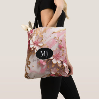 Personalizado Monograma Bolsa de Tote Floral de Or