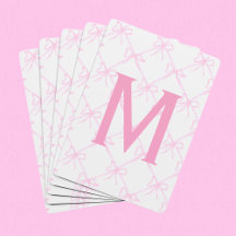 Personalizado Monograma Bow Rosado, Cartas De Jueg